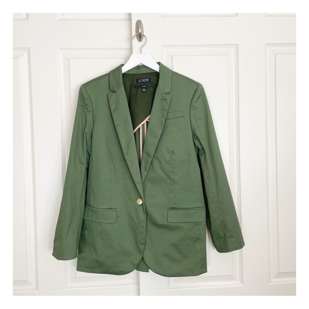 J. Crew Alfie Olive Chino Blazer Cotton Stretch Sz 14